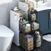 4-Tier Bathroom Storage Cabinet, Compact Beside Toilet Storage with Toilet Roll Holder for Small Bathrooms - 2022