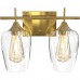 2-Light Bathroom Vanity Light, Indoor Wall Mount Light Fixture with Metal Frame, Clear Glass Shades for Home, Bathroom, Dressing Table (Gold)