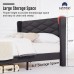 HOTOO Upholstered Platform Bed Frame, King Size Bed with Wood Frame, Linen Fabric Headboard, No Box Spring Required (King Size) - LV01-K