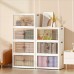 4 Tier Stackable Storage Shelf, Collapsible Closet Organizer Transparent Storage Boxes with Wheels for Home, Kitchen, Bedroom, Closet - 9015