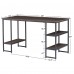 Computer Desk, 140 x 60cm Reversible Office Desk with 3-Tier Shelves, CPU Stand for Home, Bedroom, Office - 6090-2156BK