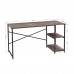 55" Computer Desk, Office Study Gaming Table Laptop Desk with 2 Tier Shelf, Metal Frame, for Home, Bedroom, Office - STIT-1VG140-SX