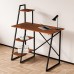 Compact Study Desk, 102 x 50cm Small Multipurpose Desk with 4 Tier Shelves, Industrial Wood, Metal Frame for Home, Office, Small Spaces - JA22118