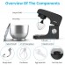 KUPPET Stand Mixer, 8-Speed Tilt-Head Electric Food Mixer with Dough Hook, Wire Whip & Beater, Pouring Shield, 4.7QT Stainless Steel Bowl