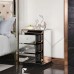 HomeBelongs Bedside Table, 3-Drawer Mirrored Nighstand for Home, Bedroom - KJS-00429