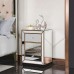 HomeBelongs Bedside Table, 3-Drawer Mirrored Nighstand for Home, Bedroom - KJS-00429