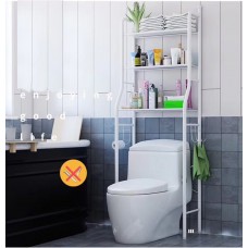3-Shelf Over Toilet Bathroom Rack Holder for Bath Essentials, Plants, Books - White