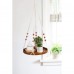 Macrame Plant Hanger, Indoor Hanging Planter Shelf Pot Holder with Wood Tray, Boho Home Decor - 2JYB