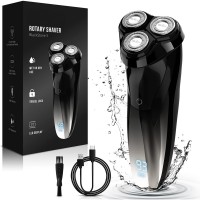 Rotary Electric Shaver for Men 3D Floating Head, IPX7 Waterproof Wet & Dry, Pop-Up Trimmer, LED Display, USB-C Fast Charge Cordless Rechargeable Beard Shaver Model BlackStone3 Rotary Electric Shaver for Men 3D Floating Head, IPX7 Waterproof Wet & Dry, Pop-Up Trimmer, LED Display, USB-C Fast Charge Cordless Rechargeable Beard Shaver Model BlackStone3