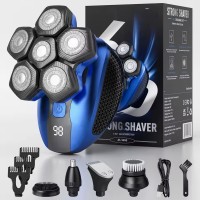 5-in-1 Electric Head Shaver for Men, 6D Floating Rotary Razor with LED Display, USB Rechargeable Bald Head Shaver Kit with Nose Trimmer, Beard Trimmer, Facial Brush – Wet & Dry Use 5-in-1 Electric Head Shaver for Men, 6D Floating Rotary Razor with LED Display, USB Rechargeable Bald Head Shaver Kit with Nose Trimmer, Beard Trimmer, Facial Brush – Wet & Dry Use