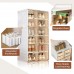ANTBOX Portable Shoe Rack Organizer, Stackable Sneaker Organizer Cabinet with Magnetic Door, Folding Design, Clear Plastic Storage Container, 6 Tier 12 Pairs (Brown) - S2-S12-D6