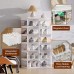 ANTBOX Portable Shoe Rack Organizer, Stackable Sneaker Organizer Cabinet with Magnetic Door, Folding Design, Clear Plastic Storage Container, 10 Tier 20 Pairs (Clear) - ST2-D10
