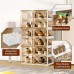 ANTBOX Portable Shoe Rack Organizer, Stackable Sneaker Organizer Cabinet with Magnetic Door, Folding Design, Clear Plastic Storage Container, 8 Tier 16 Pairs (Brown) - ST2-D8