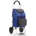 WIKINK Foldable Shopping Trolley, Portable Grocery Cart with 29L Removable Bag, Insulated Pouch, Aluminum Frame (Blue)