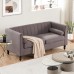 67" Modern Sofa, Linen Fabric Loveseat with 2 Bolster Pillows, Padded Cushion, Solid Wooden Frame for Home, Living Room, Bedroom - XLM3-S343