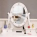 Makeup Vanity Set, Dressing Table with Cushioned Stool, 360-Degree Rotating Mirror w/ LED Lights, 2 Storage Boxes, 3 Drawers (White) - 2785