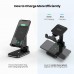 2 in 1 Dual Wireless Charging Stand, Adjustable Folding Phone Holder for Desk 10W Qi Fast Charger Compatible with iPhone, AirPods, Samsung