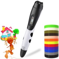3D Printing Pen, DIY Drawing Pen with LCD Display, 16 Color PLA Filaments for Beginners, Kids, Adults (White)