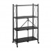 4-Layer Folding Shelf Mobile Steel Shelving Storage Unit - Black
