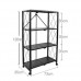 4-Layer Folding Shelf Mobile Steel Shelving Storage Unit - Black