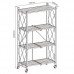 4-Layer Folding Shelf Mobile Steel Shelving Storage Unit - Black