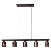 5-Light Kitchen Island Light, Antique Brown, Mosaic Glass
