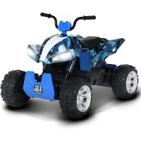 Uenjoy 24V Kids ATV 4 Wheeler, Ride On Car Toy ATV with LED Lights, 4-Wheel Suspension, 2 Speeds, Music, Radio, Bluetooth, USB - S2888-1