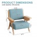 Mid Century Modern Accent Chair with Wooden Arms, 330 lb Capacity, 6.3 in Thick Cushion, 115° Backrest, Upholstered Lounge Armchair for Living Room Bedroom Reading Corner, Beige， Oliver Green and Light Blue