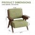 Mid Century Modern Accent Chair with Wooden Arms, 330 lb Capacity, 6.3 in Thick Cushion, 115° Backrest, Upholstered Lounge Armchair for Living Room Bedroom Reading Corner, Beige， Oliver Green and Light Blue