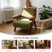 Mid Century Modern Accent Chair with Wooden Arms, 330 lb Capacity, 6.3 in Thick Cushion, 115° Backrest, Upholstered Lounge Armchair for Living Room Bedroom Reading Corner, Beige， Oliver Green and Light Blue