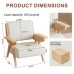 Mid Century Modern Accent Chair with Wooden Arms, 330 lb Capacity, 6.3 in Thick Cushion, 115° Backrest, Upholstered Lounge Armchair for Living Room Bedroom Reading Corner, Beige， Oliver Green and Light Blue