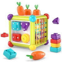Activity Cube, 6-in-1 Shape Sorter Toy Development Learning Toy for Baby, Toddler, 12-18 Months - XQS-2070A