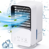 Portable Air Cooler, 3 in 1 Air Cooler Fan with 3 Speeds, 2 Angle Oscillation, 7 Colors Lights for Home, Bedroom, Office, Outdoor Activities - DH-KTS04