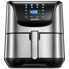 AICOOK 5.5L Air Fryer with Digital Display, Temperature Control, 8 Preset Cooking Modes, Recipe Book