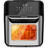 NUTRIFRYER 12.7Qt Air Fryer, 1700W Stainless Steel Convection Oven with 10 Preset Cooking Modes, LED Touch Screen, View Window, Accessories - GLA-1008