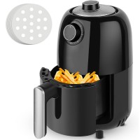 iRUNTEK 1.2L Mini Air Fryer, Compact Air Fryer with Dual Knob Control, Non-Stick, Recipe Book, 50pcs Parchment Paper Liners for 1-2 Persons, Dorm - HF-1101-C