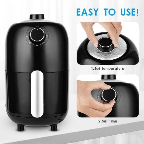 iRUNTEK 1.2L Mini Air Fryer, Compact Air Fryer with Dual Knob