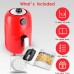 iRUNTEK 1.2L Mini Air Fryer, Compact Air Fryer with Dual Knob Control, Non-Stick, Recipe Book, 50pcs Parchment Paper Liners for 1-2 Persons, Dorm - HF-1101-C