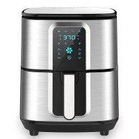 KITCHER 6.8QT Air Fryer, Oil Free Oven with LED Touch Screen, 8 Cooking Functions, Temperature Timer Control, 50 Recipes (Silver) - KAF6501