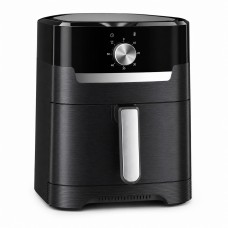 4.2L Air Fryer Grill, 2-in-1 Compact Countertop Air Fryer with Manual Dial, Removable Basket & Grill Rack, Easy-Clean Black Cooker for Fries, Steak, Wings & Veggies