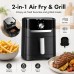 4.2L Air Fryer Grill, 2-in-1 Compact Countertop Air Fryer with Manual Dial, Removable Basket & Grill Rack, Easy-Clean Black Cooker for Fries, Steak, Wings & Veggies