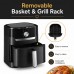 4.2L Air Fryer Grill, 2-in-1 Compact Countertop Air Fryer with Manual Dial, Removable Basket & Grill Rack, Easy-Clean Black Cooker for Fries, Steak, Wings & Veggies