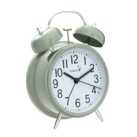 FLOITTUY Alarm Clock, 4" Twin Bell Analog Alarm Clock with Extra Loud, Non-Ticking, Backlight for Home, Bedroom, Bedside Table (Green)