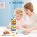 TOPBRIGHT 51PC Cartoon Animal Stacking Blocks Game, Colored Wooden Blocks Set with Dice, 24 Cards for Children Kids Ages 3+ 