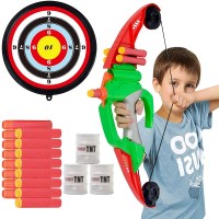 Toy Archery Bow and Arrow Set for Kids, 18 inch Bow with Dart Holder, 8 Foam Darts with Suction Cup, Target Practice Game for Indoor, Outdoor - OD001