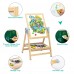 Wooden Art Easel Double-Sided Whiteboard & Chalkboard Adjustable 360°Rotating Drawing Board with Art Supplies for Kids - T120