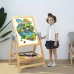 Wooden Art Easel Double-Sided Whiteboard & Chalkboard Adjustable 360°Rotating Drawing Board with Art Supplies for Kids - T120