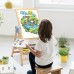 Wooden Art Easel Double-Sided Whiteboard & Chalkboard Adjustable 360°Rotating Drawing Board with Art Supplies for Kids - T120