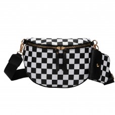 Checkered Crossbody Bag for Women, Black White Crescent Shoulder Purse with Wide Adjustable Strap, Zipper Closure, Mini Pouch, Daily Travel Fashion Bag Model 296-1 Checkered Crossbody Bag for Women, Black White Crescent Shoulder Purse with Wide Adjustable Strap, Zipper Closure, Mini Pouch, Daily Travel Fashion Bag Model 296-1