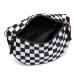 Checkered Crossbody Bag for Women, Black White Crescent Shoulder Purse with Wide Adjustable Strap, Zipper Closure, Mini Pouch, Daily Travel Fashion Bag Model 296-1 Checkered Crossbody Bag for Women, Black White Crescent Shoulder Purse with Wide Adjustable Strap, Zipper Closure, Mini Pouch, Daily Travel Fashion Bag Model 296-1